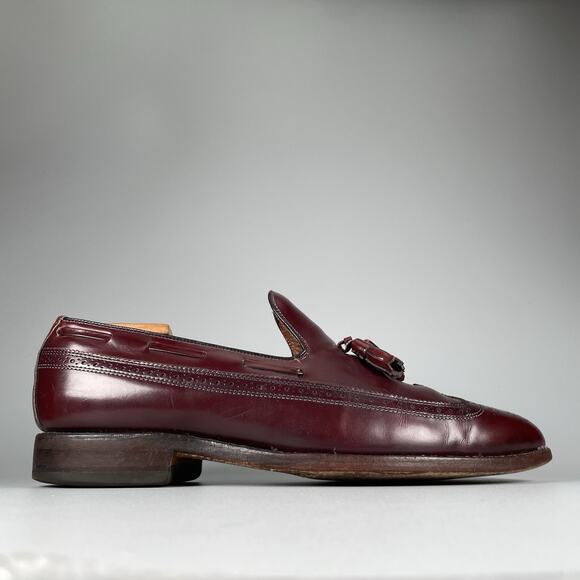 Allen Edmonds Berwick Men\'s 9.5 D Burgundy Leather Slip On Tassel Loafer Shoes main image 9